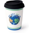thumbnail image 2 of Reusable Ceramic Travel Coffee Cup – 8oz Double-wall New Bone China Coffee Mug with silicon lid (World earth day), 2 of 4
