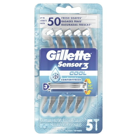 Gillette Sensor3 Cool Men's Disposable Razor, 5