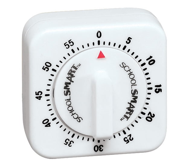 School Smart Small Timer with Bell, 60 min, 21/2 in W X 21/2 in H X 1