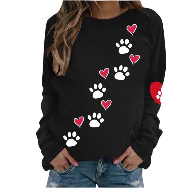 Birdeem Mode Femmes Imprimé Col Rond Chandail Tops Manches Longues Blouse Confortable Chandail en Molleton
