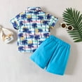 thumbnail image 6 of Odeerbi Toddler Two-piece Set Boys Summer Hawaii Outfits Baby Clothes Short Sleeve Floral Shirt with White T-shirt Shorts Set Children Wear Light Blue, 6 of 9
