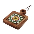 thumbnail image 1 of Posavasos de de acacia bohemia, resistente al calor, para beber, para comedor, antideslizante, cuadrado, para decoración, hogar, bar, , Verde amarillo Macarena Copa mantel, 1 of 6