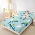 thumbnail image 4 of Homewish Kids Children Cartoon Train 4pcs Bed Sheets,Transportation Theme King Sheets,Steam Engine Railway Super Cozy Sheet Set,Breathable Home Decor, 4 of 7