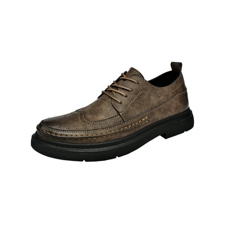 

Daeful Mens Dress Shoes Casual Oxfords Wingtips Brogues Comfort Lace Up Business Shoe Men s Lightweight Brown 6.5