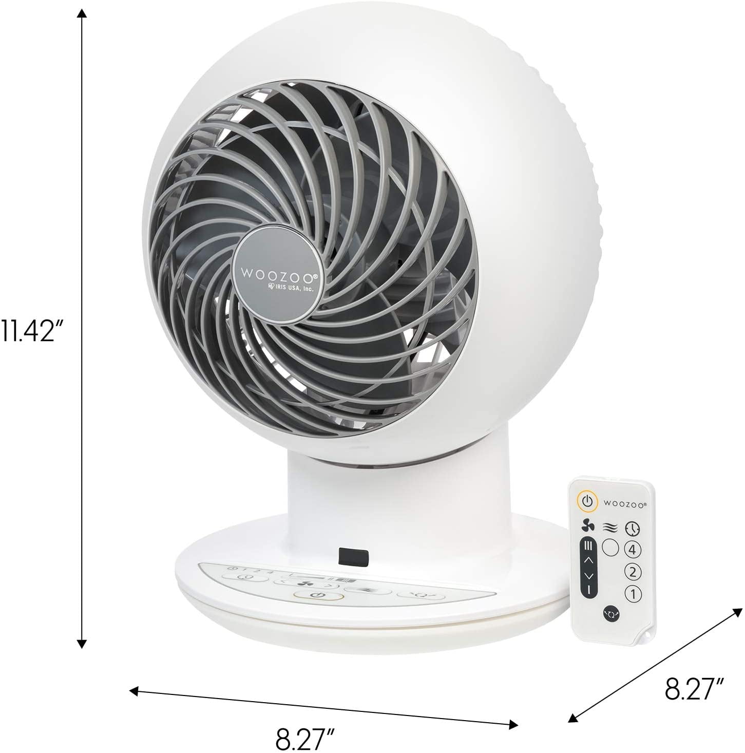 IRIS USA WOOZOO Fan with Remote, Oscillating, Desk, Table Air Circulator, Globe Fan, 5 Speeds, 82ft Max Air Distance, 90° Adjustable Tilt, 30 db Low Noise, New 2023 Model