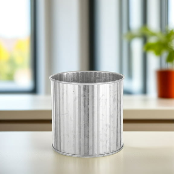 Clispeed Galvanized Trash Can With Lid Vintage Iron Flower Pot Silver 1Pack