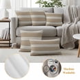 thumbnail image 6 of Brown Ombre Wooden Outdoor Waterproof Pillow Covers, Farmhouse Retro Khaki Wood Decorative Square Throw Pillowcase Sofa Cushion Sham for Patio/Couch/Chair, 16"x16" 2 Pack, 6 of 8