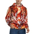 thumbnail image 2 of Fotbe Men's Hoodie with Red Sun Flame Fox Pattern - Kangaroo Pocket Pullover Hooded Sweatshirt, Perfect for Daily Wear, Travel, and Home-Medium, 2 of 7