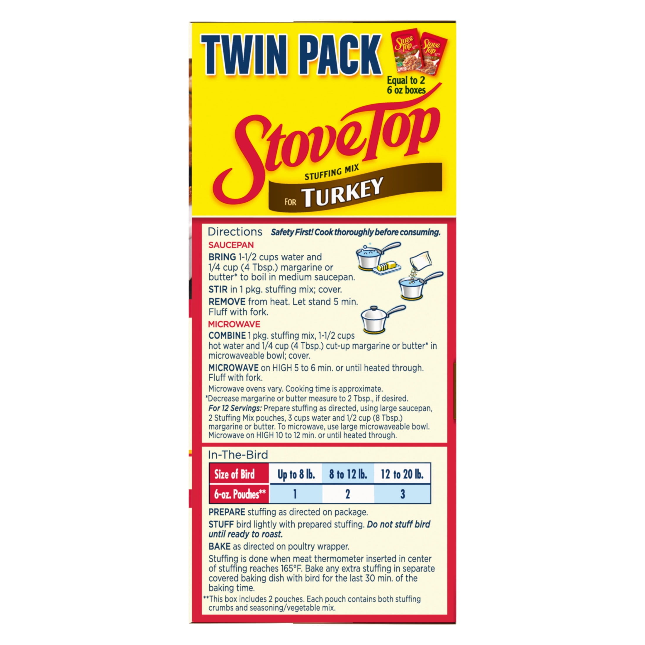 (6 pack) Stove Top Turkey Stuffing Mix Side Dish Twin Pack, 2 ct Pack, 6 oz Boxes