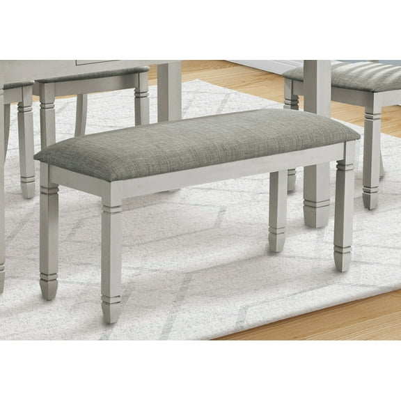 Bench, 41" Rectangular, Kitchen, Dining Room, Entryway, Bedroom, Upholstered, Wood, Grey Solid Wood, Grey Fabric, Transitional