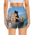 thumbnail image 4 of Vsdgher Two Brave Cats Are Floating On The Sea Iceberg Print Women's Running Double Layer Shorts High Waisted with Pockets Elastic Yoga Workout Athletic Gym Sports, 4 of 8