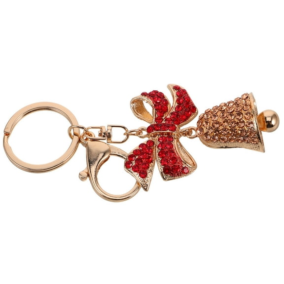 WORGEOUS Glitter Xmas Keychain with Red Bowknot and Bell Ornament for Christmas, Cute Keychain for Women, Handbag Charms, Purse Pendant, Bag Decoration