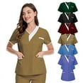 thumbnail image 1 of Bata quirúrgica de hospital, bata de médico de manga corta, bata de enfermera de algodón con cuello en V, ropa de trabajo para técnicos, ropa para mujeres, clínica, salón de belleza, top, 1 of 5