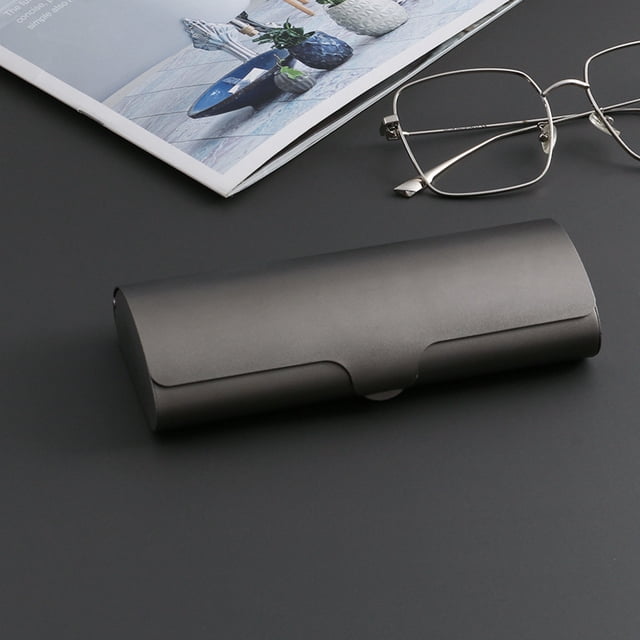Estuche para gafas de metal ligero, pequeño y portátil, estuche para gafas de aleación de aluminio esmerilado