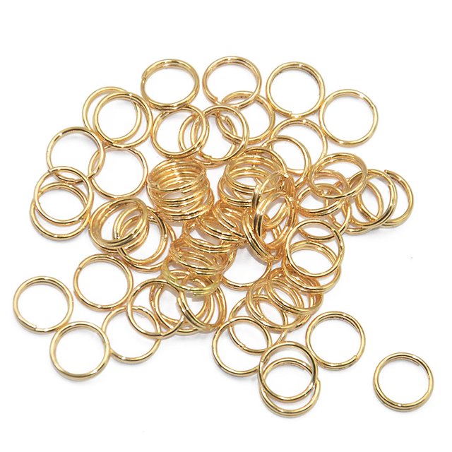 Anillos Fabricación de joyas 200pcs / Lot Llaves De Metal De Acero Anillo Dividido Llaveros Llavero 8mm Oro