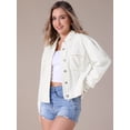 thumbnail image 2 of Unique Bargains Women's Button Down Cargo Pockets Denim Western Outfits S White, 2 of 6