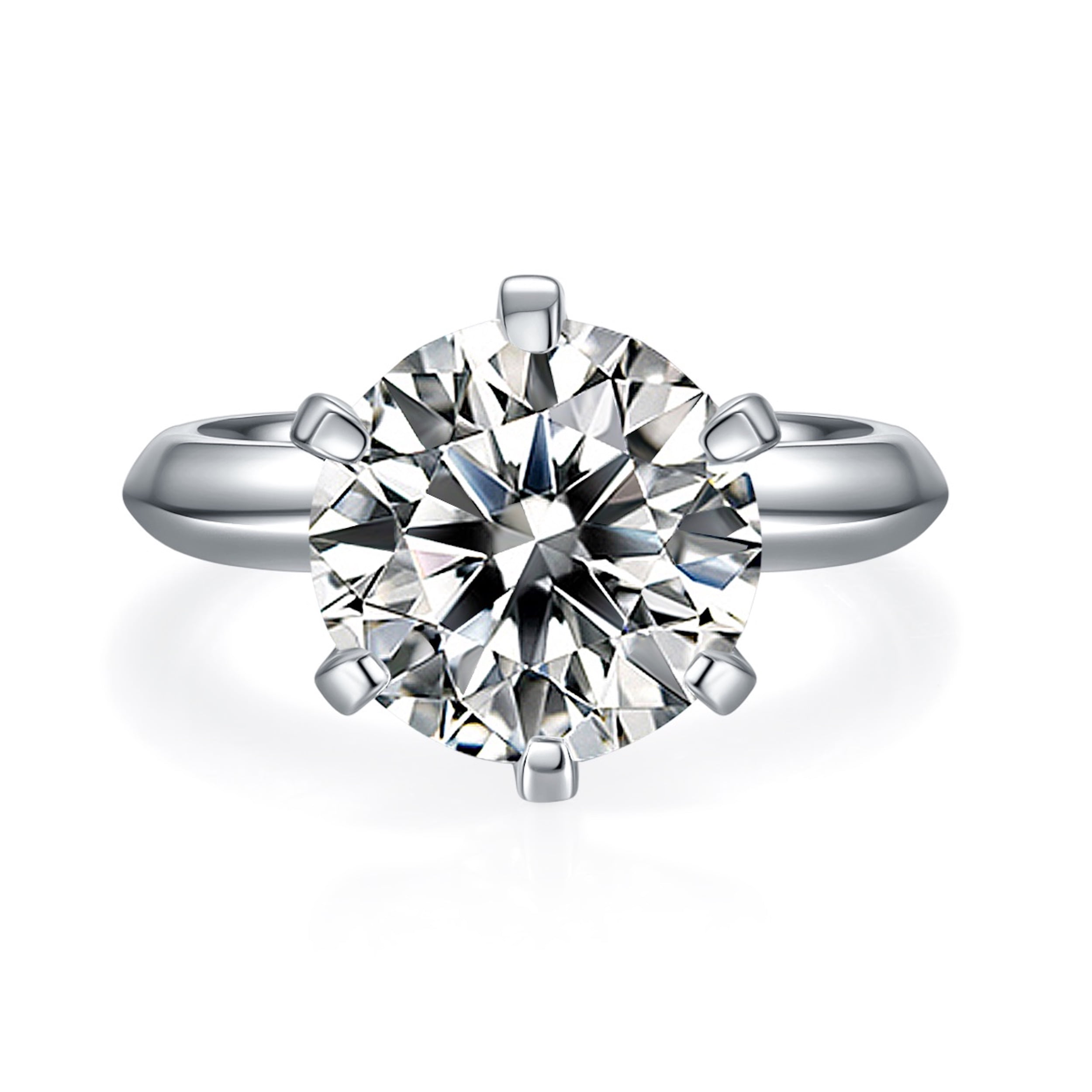 Engagement Ring 2 CT Center Moissanite Engagement Rings for Women Platinum Plated Silver 