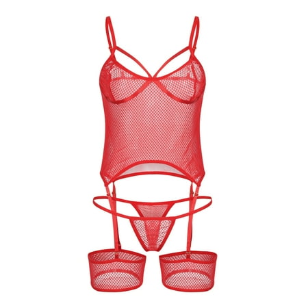 

Bowake New Women Plus Size Lace Lingerie Bra+Thong Underwear Set Sleepwear Garter