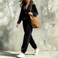 thumbnail image 5 of BRELIL Women's Two Piece Outfits Long Sleeve Pullover Tops Elastic Waisted Wide Leg Pants Casual Lounge Sets Solid Boho Vacation Travel Tracksuit Loungewear, Black S, 5 of 7