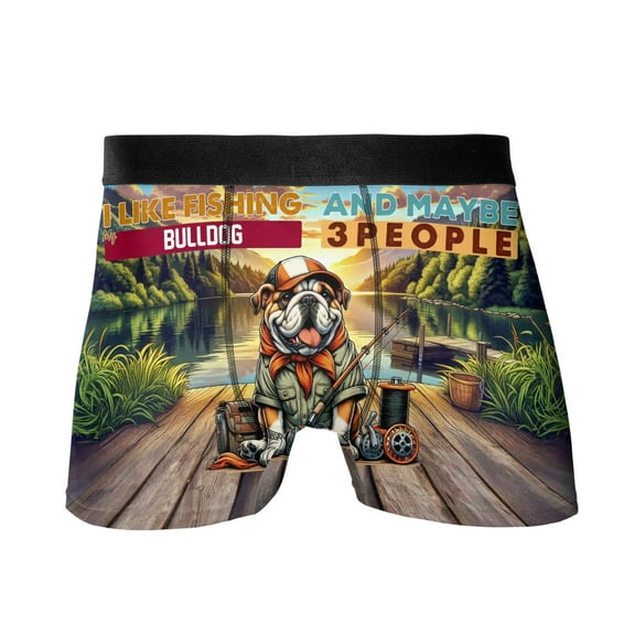 I Like Fishing, and My Bulldog, and Maybe 3 People. Happy Father's Day All Over Print Boxer Briefs Underwear for Men Dad Dog Lover Gifts Idea - 00004