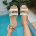 thumbnail image 2 of HNMKIU Platform Sandals Summer Flat Slide Style for Women Breathable Woven Fabric Casual Beach Slides with Sole for Indoor Outdoor Comfort Summer Shoes White,8, 2 of 8