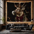 thumbnail image 6 of Reindeer Portrait With Red Bow and Pine Warm Photographic Style for Reindeer Lovers Winter Wall Decor Christmas Gift Tapestry Wall Hanging for Bedroom and Living Room, 6 of 7