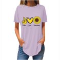 thumbnail image 2 of Fiudx Ofertas y Liquidaciones Top Suelto con Cuello Redondo y Estampado de Girasoles a La Moda Informal de Verano para Mujer, 2 of 3