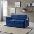 thumbnail image 2 of Lunale 54.5" Convertible Futon Sofa Bed, Velvet Loveseat Sleeper Sofa, Blue, 2 of 5