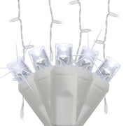 70 LED Twinkle Icicle Lights, 7’, Cool White, Indoor Outdoor Use, White Wire