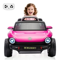 CazToi 12V Dual 30W Motors Licensed Volkswagen Beetle Ride-On Car with Parent Remote Control LED Lights & Music in Pink