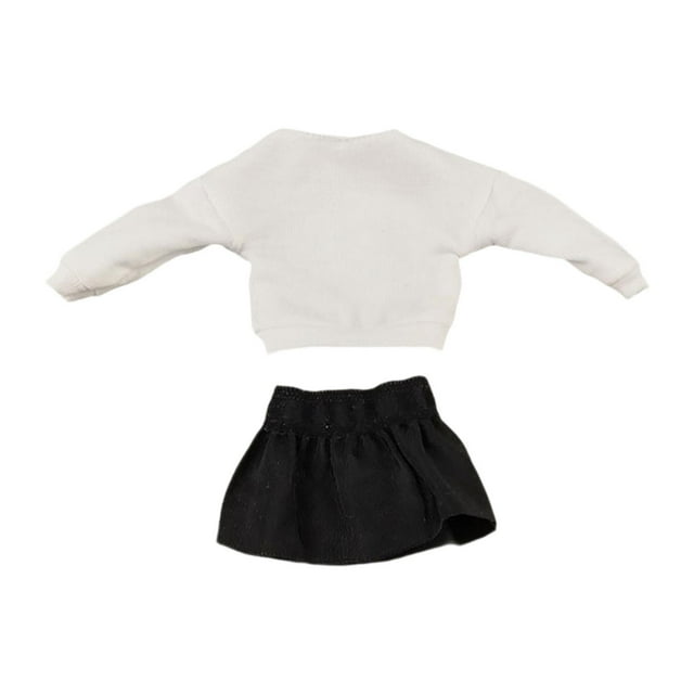 Sudadera de manga larga y falda con hombros descubiertos, traje ajustado, escala 1/12 Top blanco