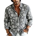 thumbnail image 3 of Bxsruta Men's Shirt Embroidered Long Sleeve Button Down Casual Vacation Tops, 3 of 6