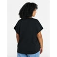 thumbnail image 2 of Terra & Sky Women's Plus Scoop Neck Tunic Tee With Short Sleeves, Sizes 0X-5X, 2 of 5