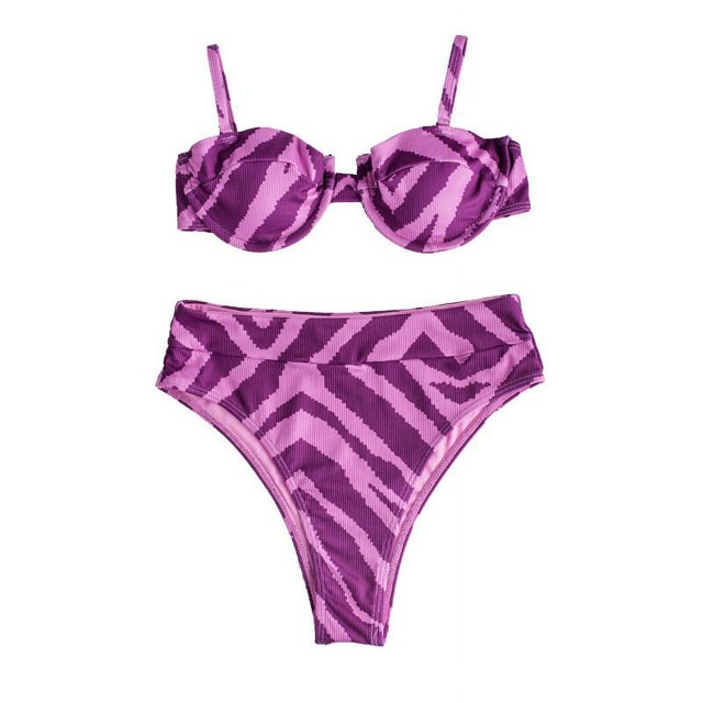 asddcavvf Bikinis Ensembles pour Femmes Mode Sexy Rayé Imprimé Ensemble de Bikini Maillot de Bain