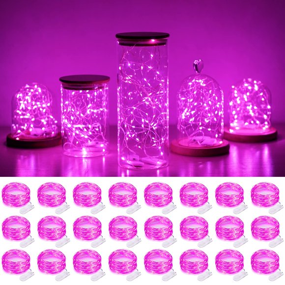 Guirnalda de luces SmilingTown, 24 x 20 LED, 2,2 m, rosa