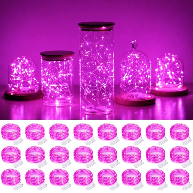 Guirnalda de luces SmilingTown, 24 x 20 LED, 2,2 m, rosa
