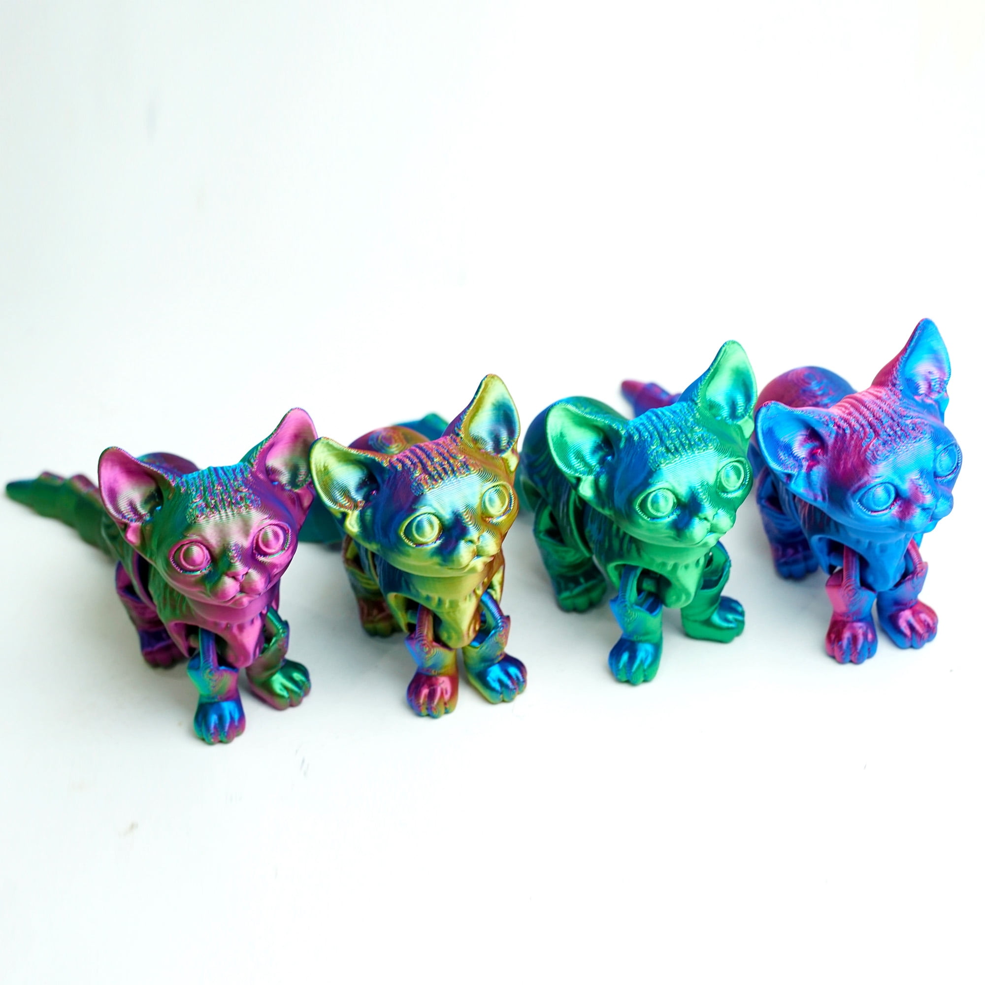 BANPIWOLG 4pcs 3D Printed Cat Model,Flexible Cat Animals Toy Statue,Joint Mobility,Home Office Decor,Interesting Toys for Autism/ADHD,Festival Gifts toco,Fidget Toys, Executive Desk Toy