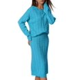 thumbnail image 4 of INSPIRE CHIC Womens' Fall Winter Roundneck Sweater Two Piece Outfit Midi Skirts with Pockets Lounge Set XL Blue, 4 of 6