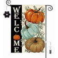 thumbnail image 2 of SM-XLHN Fall Pumpkins Garden Flag 12.5 x 18 Inch Double Sided Harvest Autumn Eucalyptus Leaves Welcome Thanksgiving Holiday Small Burlap Flag Seasonal Outside Patio Outdoor Decoration, 2 of 6