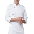 thumbnail image 1 of Botones de la chef de la chef de la manga larga del invierno del invierno con los bolsillos delanteros camisas para hombres Trajes profesionales para el restaurante White 4XL seitruly LF000332-06, 1 of 7