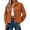 Orange, variant on Qaspx Fashion Jackets for Women Casual Cropped Shackets Fall Button-up Shirts Corduroy Tops