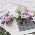 thumbnail image 2 of ABCISI 2Pcs Corsage and Boutonniere Set, Purple Rose Corsage, Purple Boutonniere for Men Wedding Flowers, Corsage of Prom Holiday Decorations, Accessories Party Suit Decoration, 2 of 7