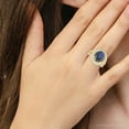 thumbnail image 6 of Pompeii 6 1/5 Ct Huge Diamond Oval Blue Sapphire Diamond Double Halo Ring Yellow Gold, 6 of 6