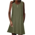 thumbnail image 7 of XuJwPNcy Summer Dresses for Women Casual Loose Scoop Neck Tank Dress Button down Sleeveless Dress with Pockets, 7 of 7