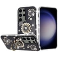 thumbnail image 2 of For Samsung Galaxy S24 5G Diamonds Bling All Around Edges Sparkly Glitter Hybrid with Ring Stand Holder Fashion Good Luck Cover ,Xpm Phone Case [ Black ], 2 of 8