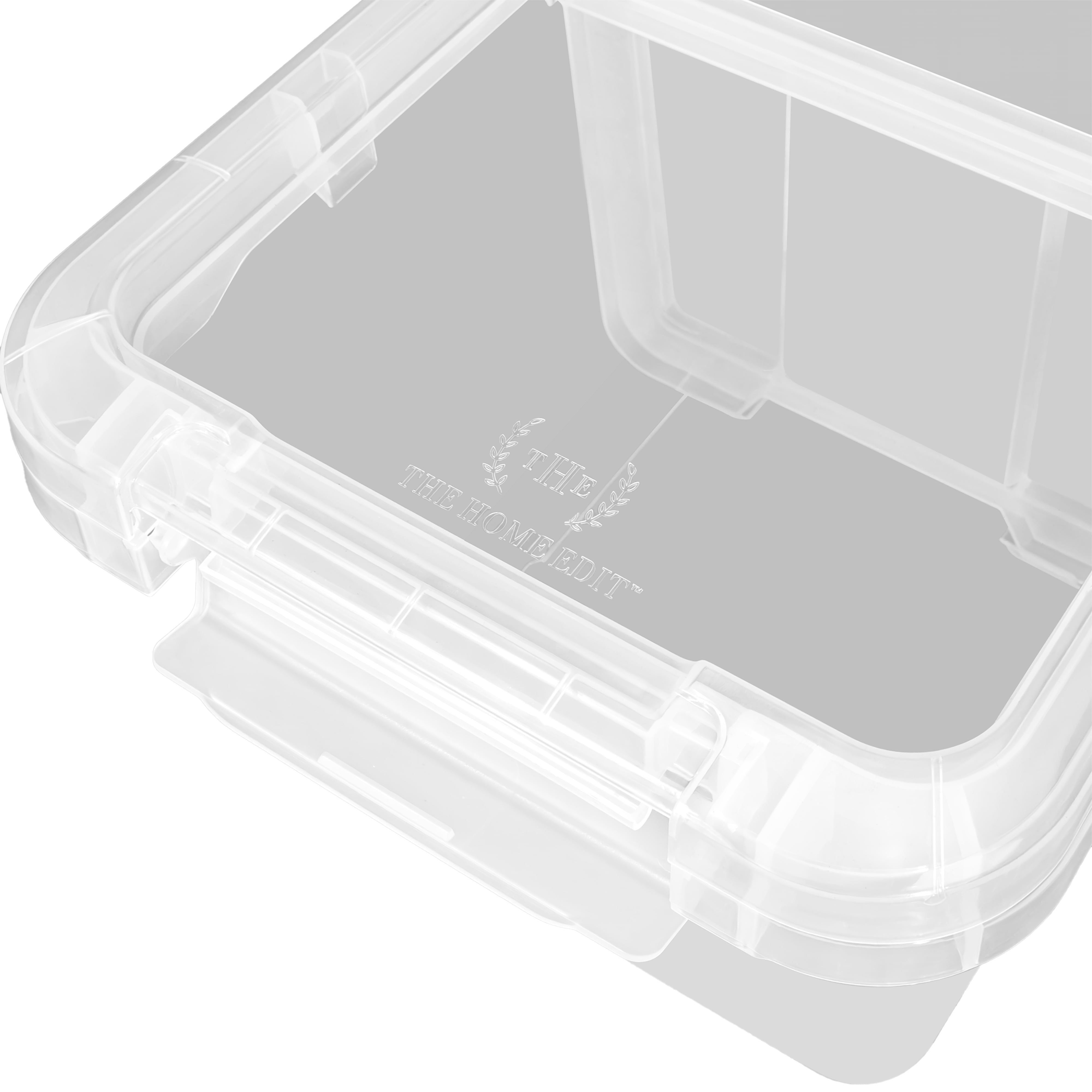 The Home Edit 17 Quart Clear Plastic Storage Bin with Divider, Adult, Set of 4