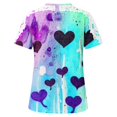 thumbnail image 4 of Camisas de Manga Corta para las Mujeres Impresión Cuello Redondo Suéter Encaje Blusa, Top Casual para el Hogar Y Diario, 4 of 8