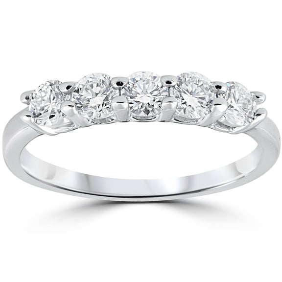 Pompeii 1/2ct Diamond Five Stone Wedding Ring 14K White Gold (G/H,I1)