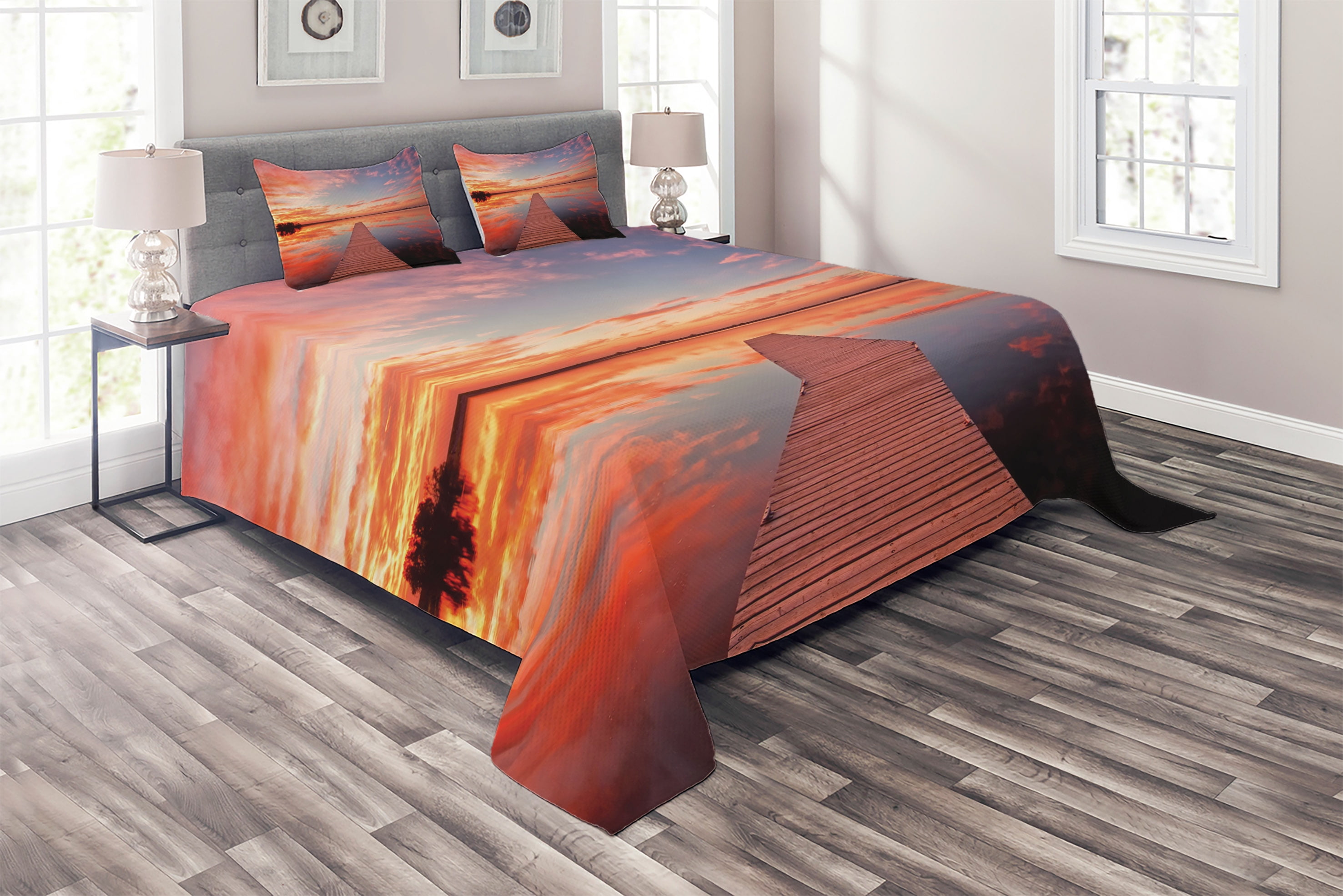 Lake House Coverlet Set King Size, Long View of the Timber Deck Pier