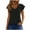 Black, variant on Women's Spring Summer Casual Hollow Out V Neck Flutter Sleeve Short Sleeve T Shirt Knit Top Blouse for Women Black 2XL